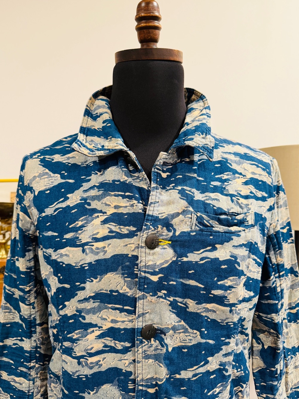 Pure Blue Japan Indigo Jacquard Camo Jacket Size 3 Blue Tiger Stripe